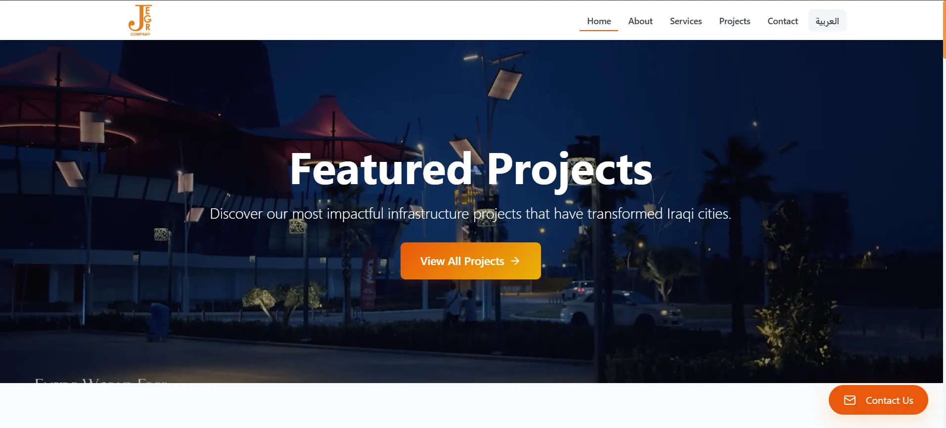 Jegr Jalal Company - Project showcase featuring Web Development, Corporate Website
